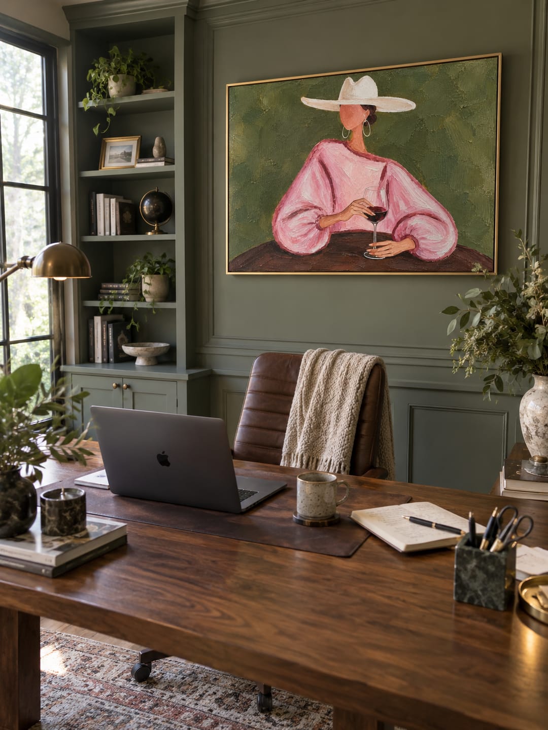 Customer photo review of Pink Sleeves Hold Wine – Pink Sleeve Woman Holding Wine Painting | Retro Modern Horizontal Wall Art
