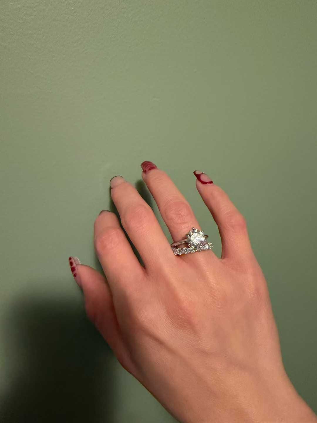 Customer photo review of 6 Prong Solitaire Round Cut Engagement Ring