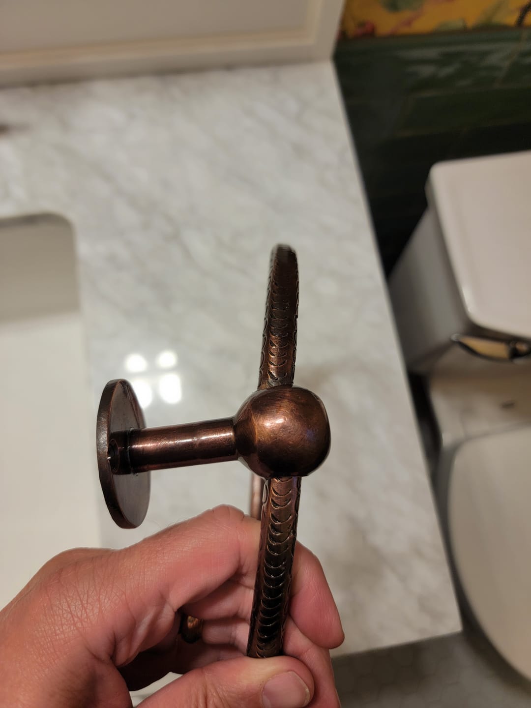 Customer photo review of Copper-Finish Solid Brass Towel Ring – Wall-Mount Hand Towel Holder Ring #VFK271