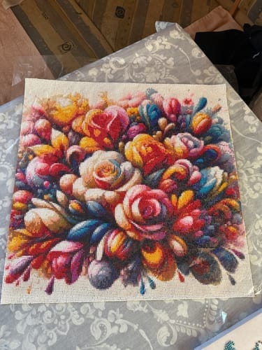 Customer photo review of A World of Flowers and Color | Diamond Painting Kit