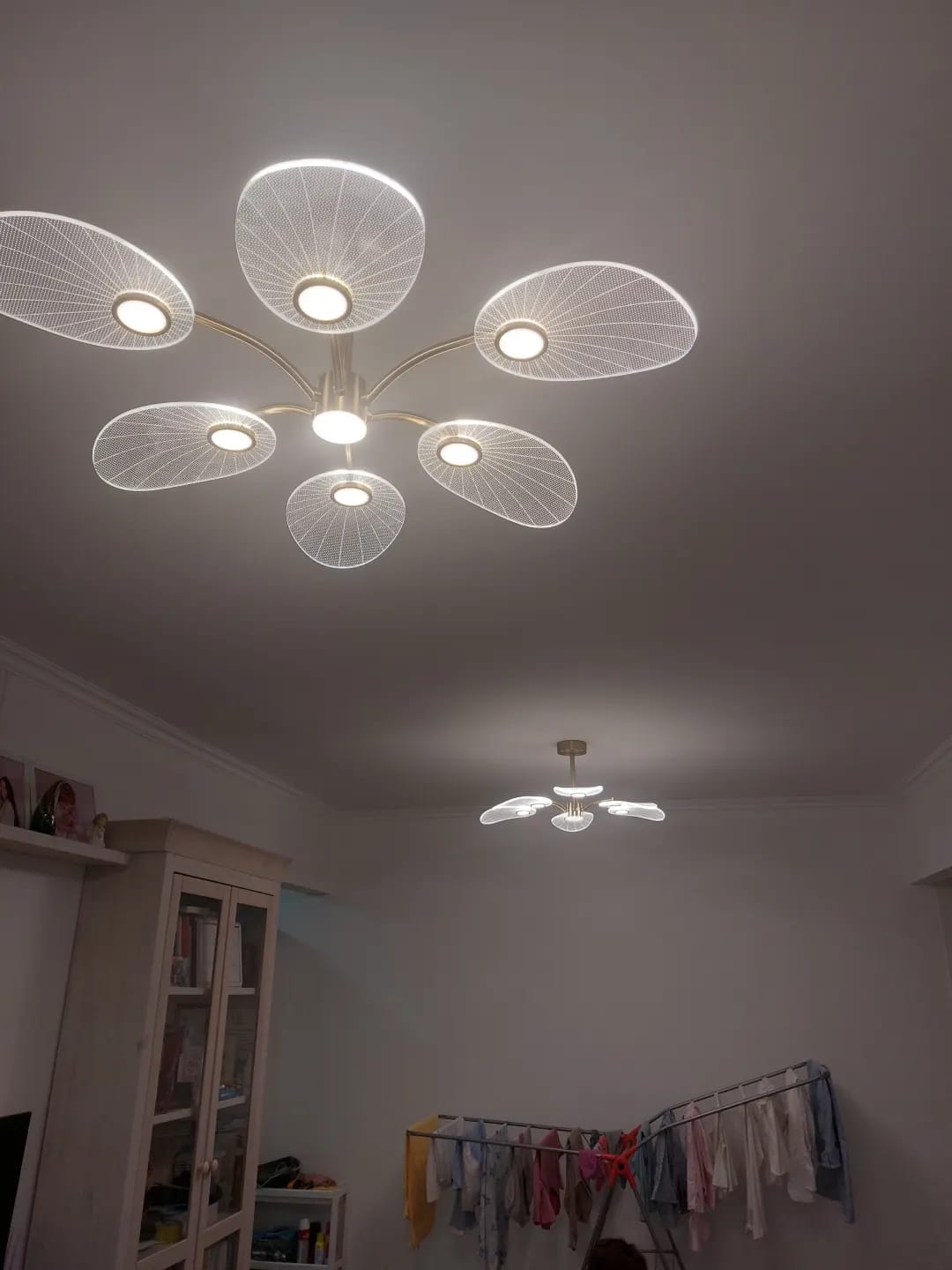 Customer photo review of Gold Acrylic Chandelier for Living Room, Tiered Leaves, 103 cm