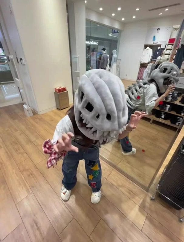Customer photo review of Skeledino™ Dinosaur Skeleton Plush Costume – Kids & Adult Sizes