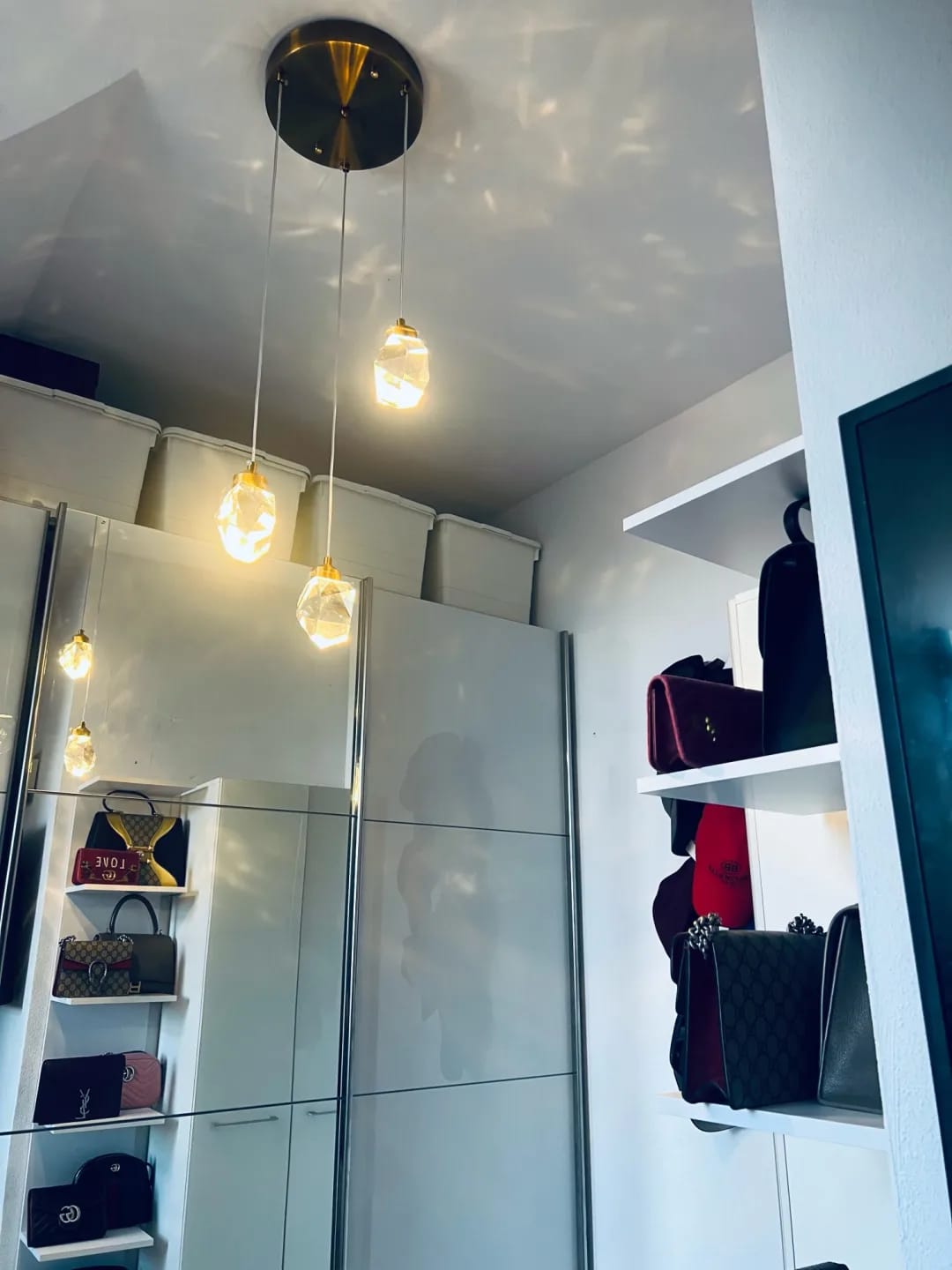 Customer photo review of Gold Crystal Drop Pendant Light for Kitchen Island, 15 cm