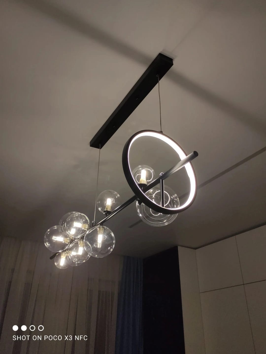 Customer photo review of Iron Chandelier for Staircase, Matte Black Frame, 90 cm