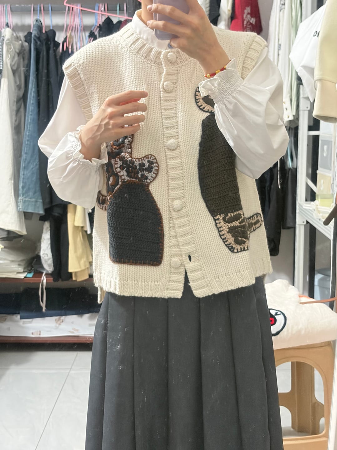 Customer photo review of DOINDULGE Hand-Crocheted Pattern Knit Vest