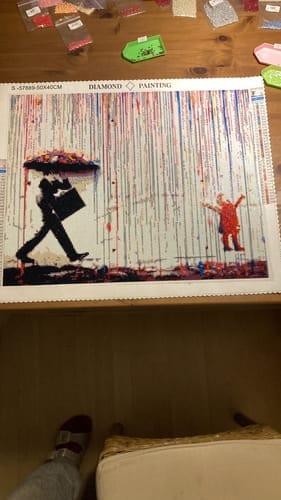 Customer photo review of Colored rain, Banksy | Diamond Painting Kit