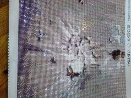 Customer photo review of Woman with white dress, butterflies and flowers | Diamond Painting Kit