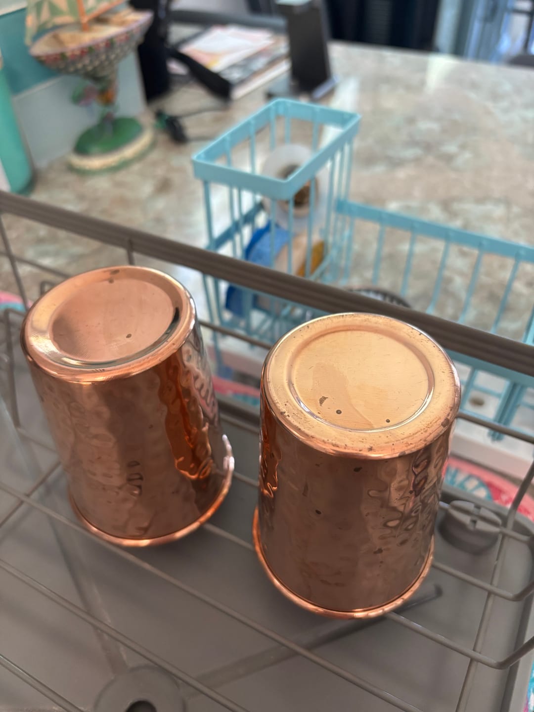 Customer photo review of Artisan Hammered Copper Glass Set