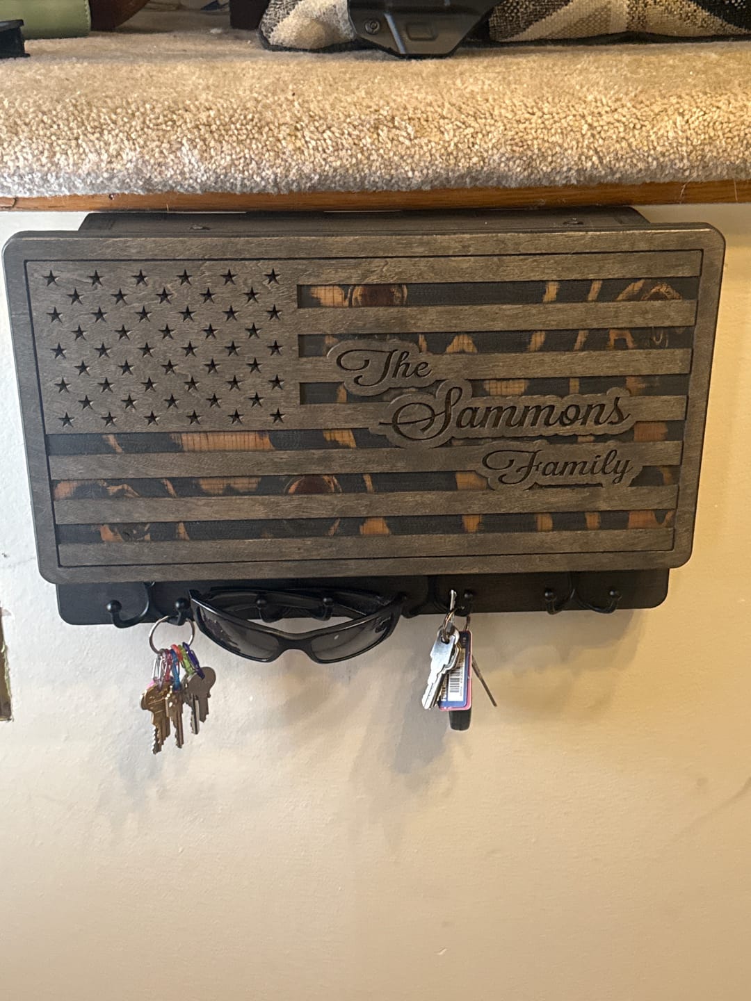 Customer photo review of PERSONALIZABLE FAMILY NAME ON FLAG MINI MODEL