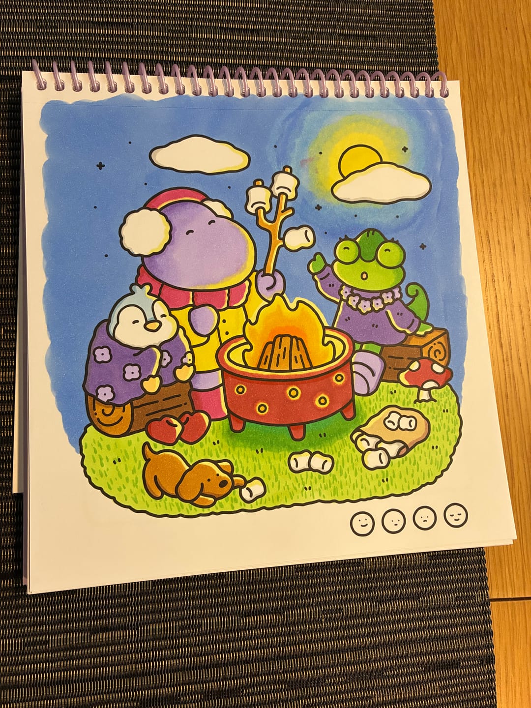 Customer photo review of Ohuhu x Coco Wyo Cozy Mood Coloring Kit, Honolulu B 48 Colors Alcohol Markers with Brush & Fine Dual Tips, Coloring Book with Mood Tracker Pages
