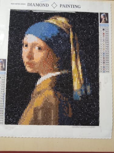 Customer photo review of The Girl with the Pearl Earring, Vermeer Style | Diamond Painting Kit