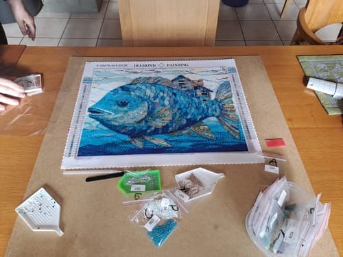 Customer photo review of The big blue fish with the house | Diamond Painting Kit