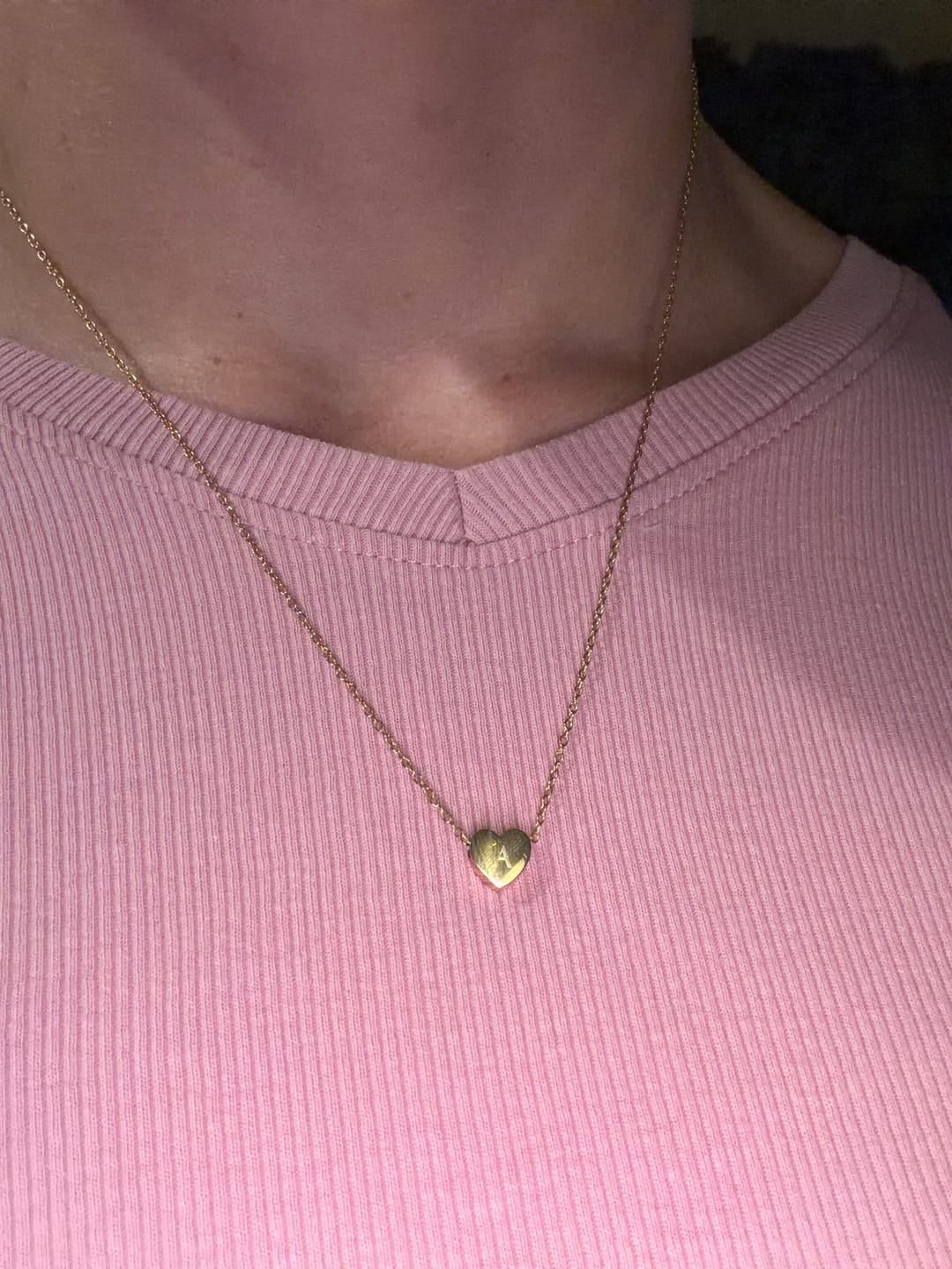 Customer photo review of Amo Heart Necklace in Gold