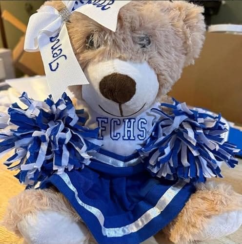 Customer photo review of Cute Cheer Bear Gift Custom Embroidered Uniform & Bow Sport Game Day Mascot