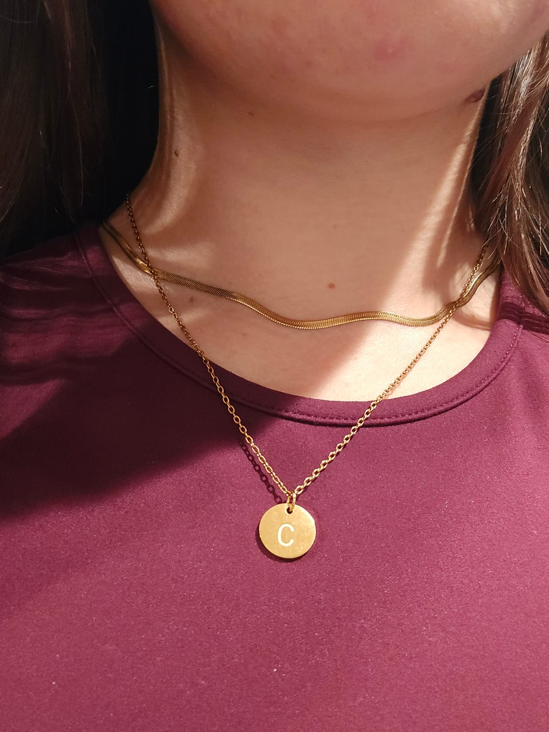 Customer photo review of Aura Initial Necklace (Bundle)