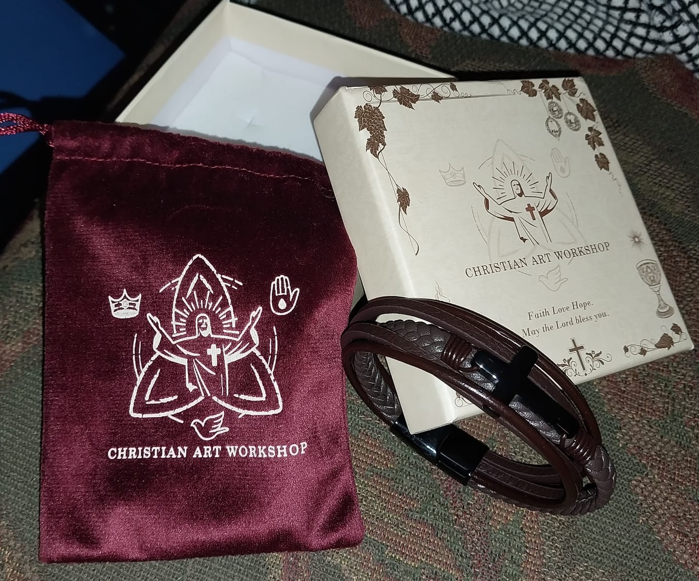 Customer photo review of Christianartworkshop Classic Style Multicolor Leather Magnetic Buckle Bracelet with Cross Motifs