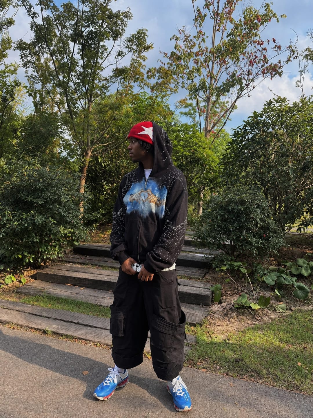 Customer photo review of Rhinestone Dreamcore Graphic Hoodie & Sweatpants Set