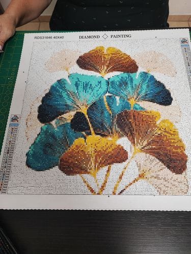 Customer photo review of Abstract Ginkgo and Monstera Bouquet | Diamond Painting Kit