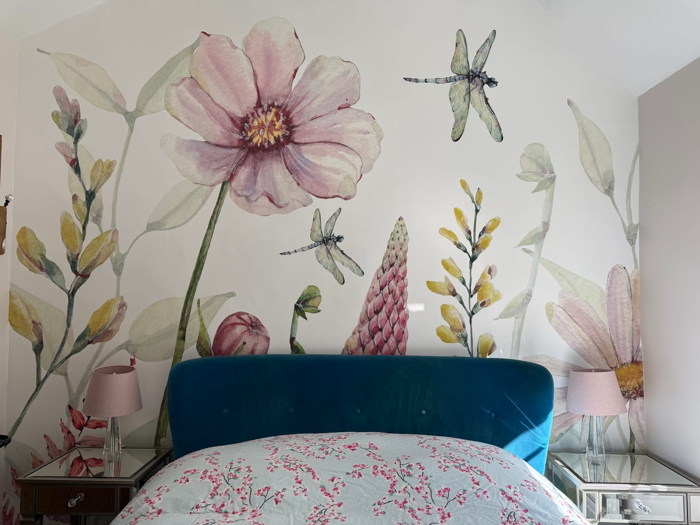Customer photo review of Daisy - Pink Watercolour Flowers Wallpaper Mural
