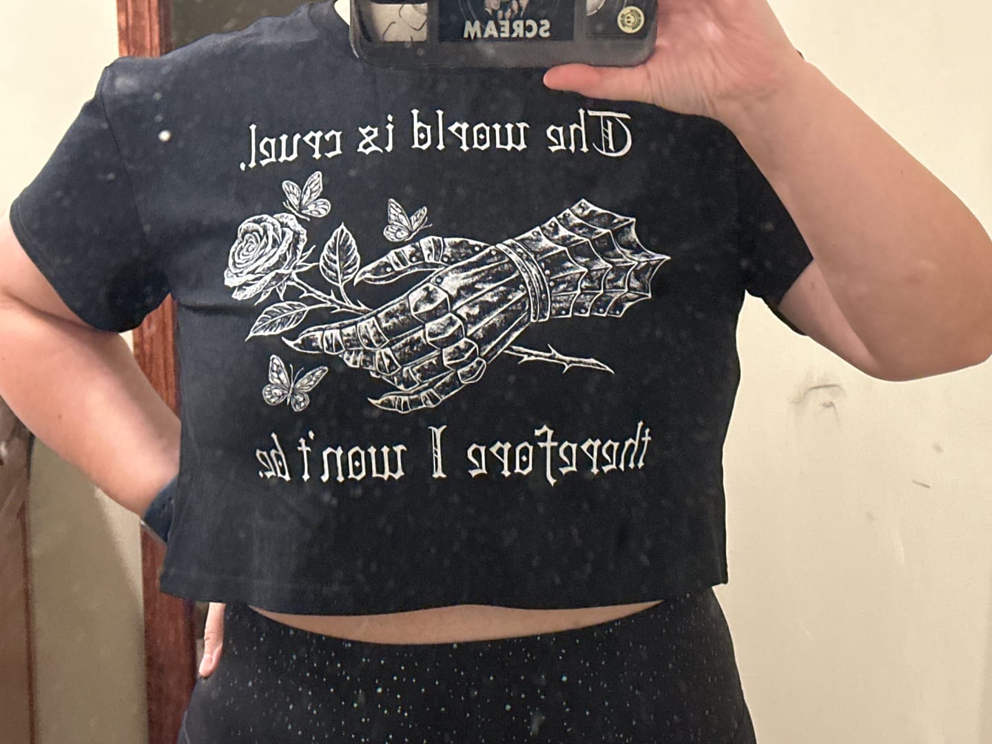 Customer photo review of Cruel World Crop Tee