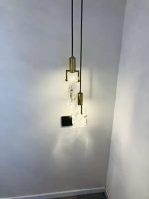 Customer photo review of Rough-Cut Crystal Pendant Light for Bedside, Brass, 28 cm