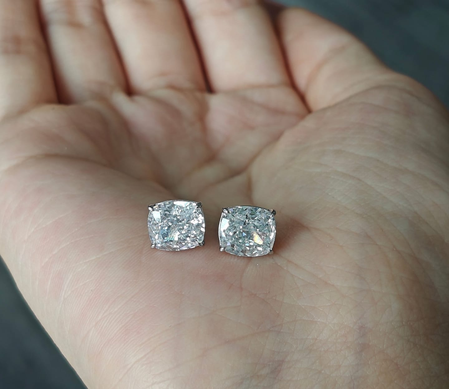 Customer photo review of S925 2.0Ct*2 Classic Cushion Cut Women's Stud Earrings In Sterling Silver For Everyday Wear