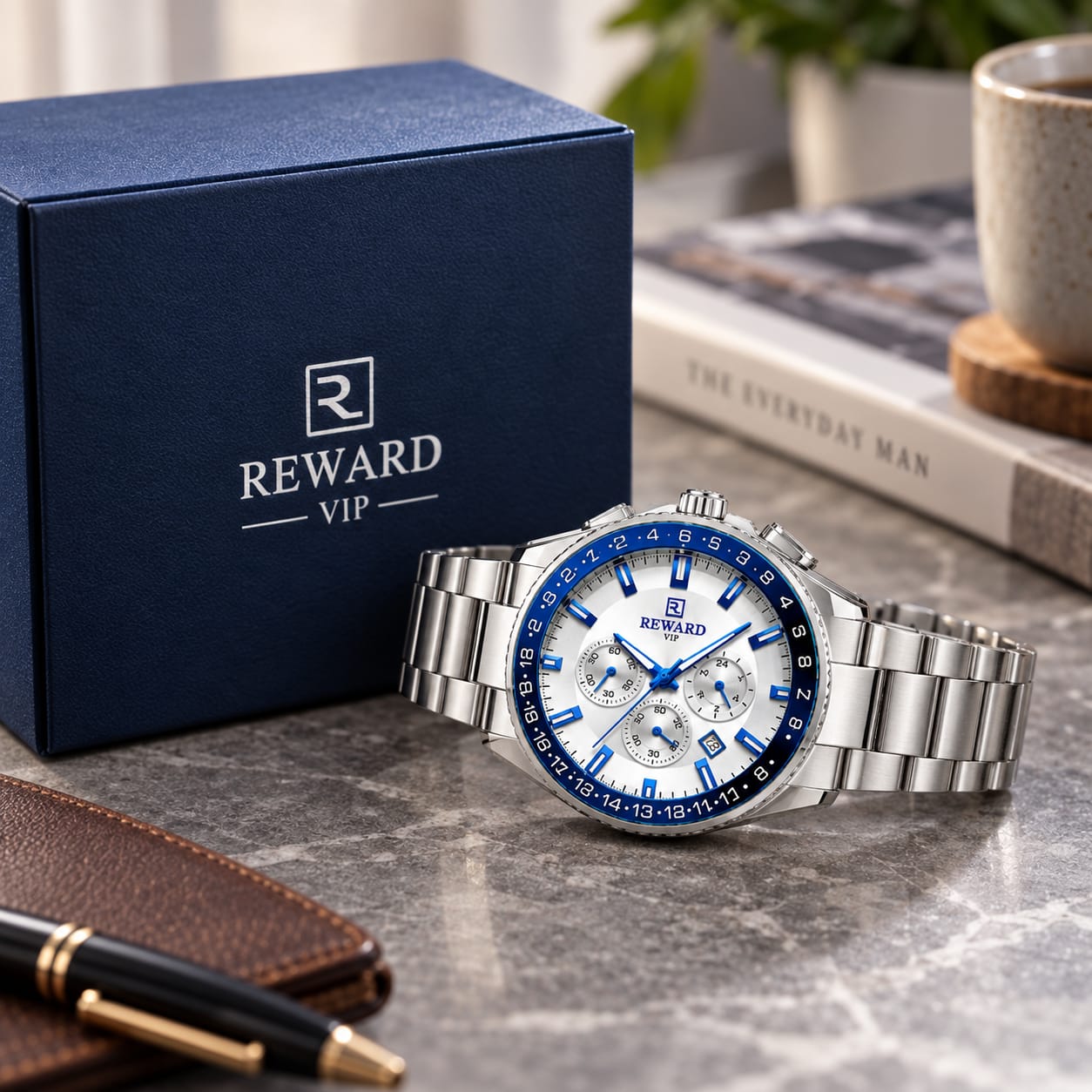 Customer photo review of REWARD Luxury Stainless Steel Quartz Watch with Date Display✨