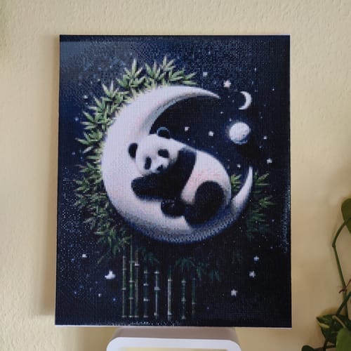 Customer photo review of Panda bears on the moon | Diamond Painting Kit