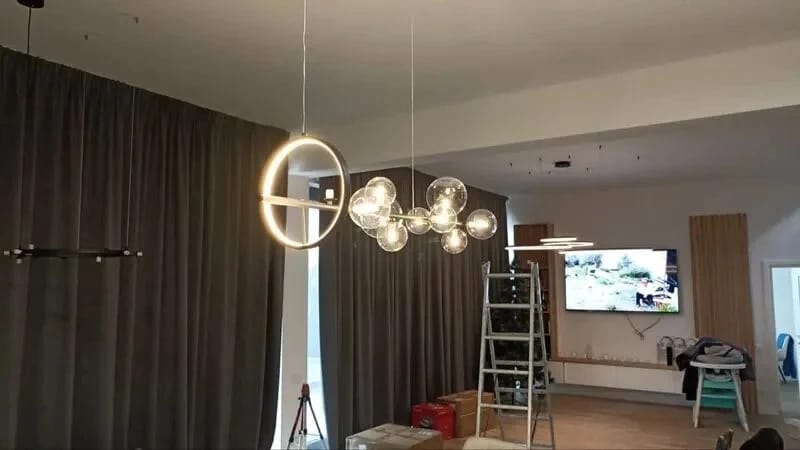 Customer photo review of Iron Chandelier for Staircase, Matte Black Frame, 90 cm