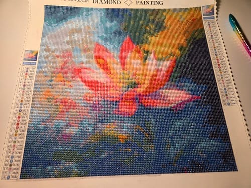 Customer photo review of Lotus in Bloom | Diamond Painting Kit
