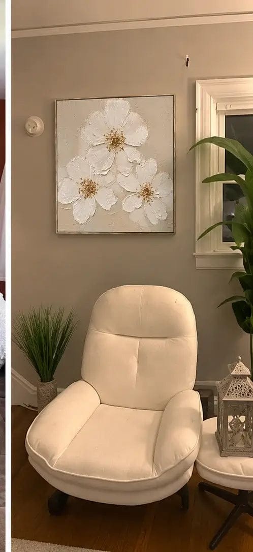 Customer photo review of White Bloom Gold Floral Wall Art