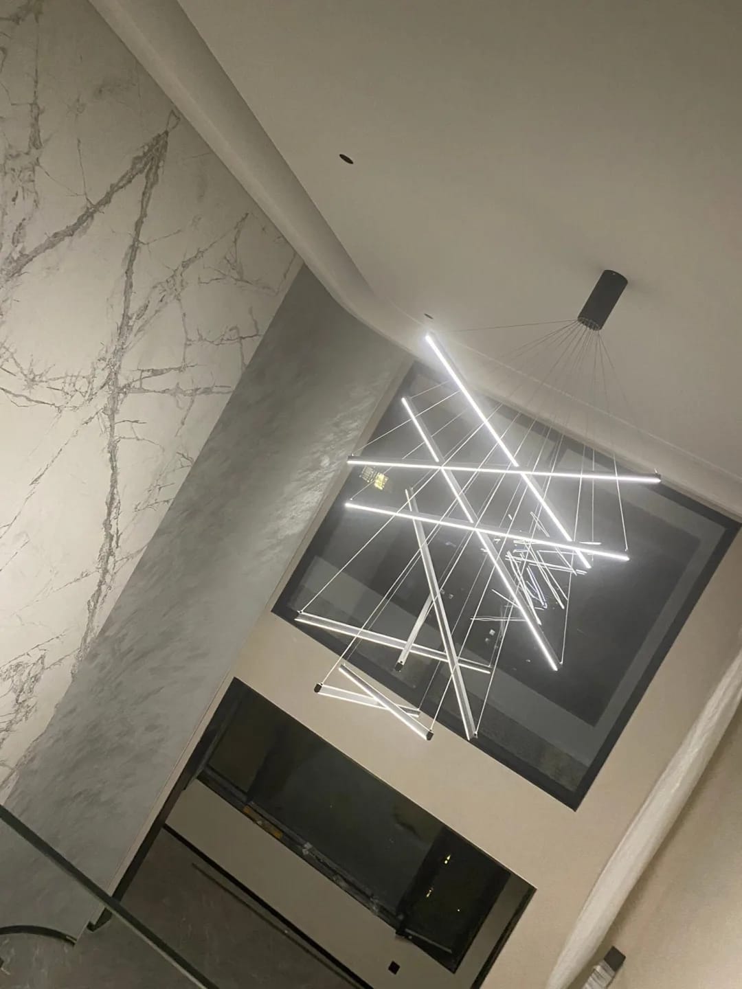 Customer photo review of Black Aluminium Chandelier for Bedroom, Staggered, 120 cm