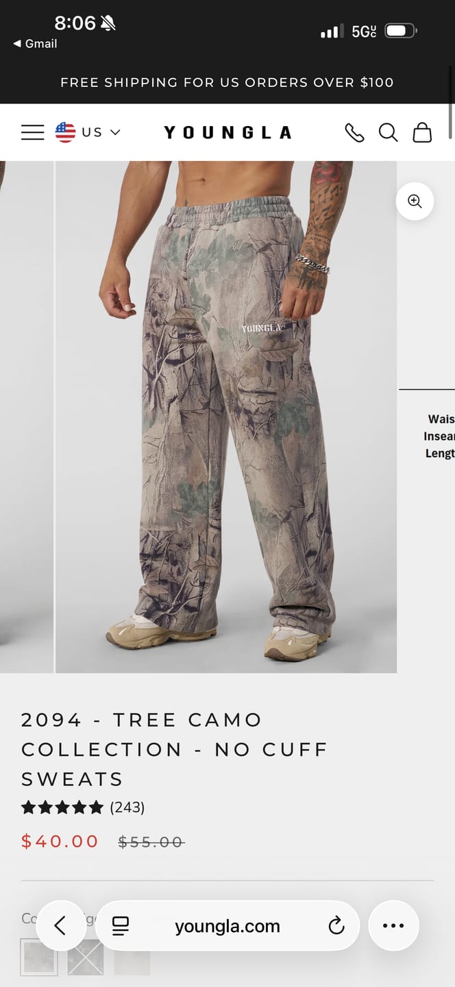 Customer photo review of 2094 - Tree Camo Collection - No Cuff Sweats