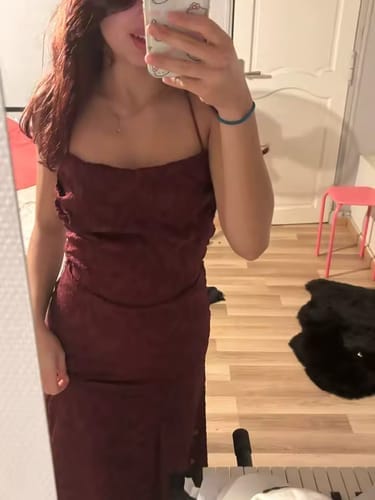 Customer photo review of Open Back Lace Maxi Dress