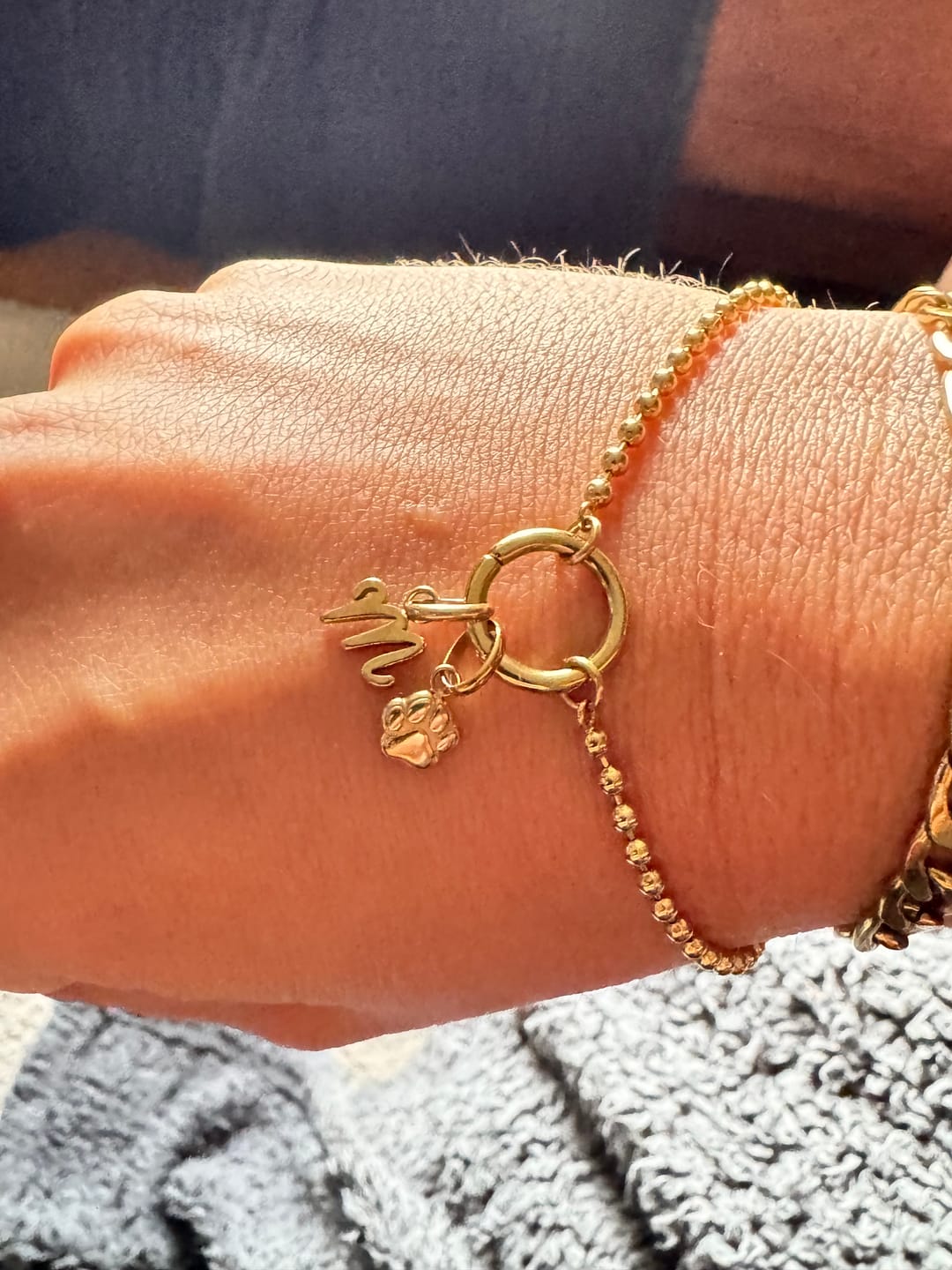 Customer photo review of Mini Italic Initial Charm