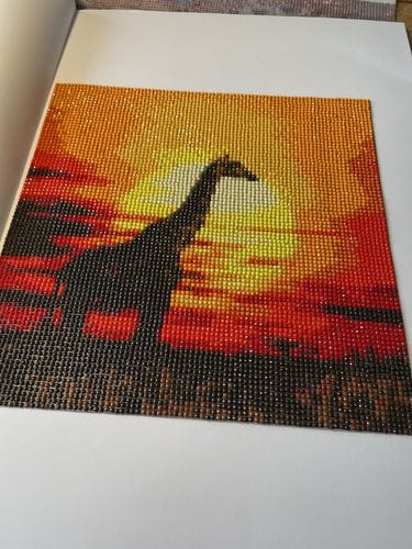 Customer photo review of Giraffe in front of the sun | Diamond Painting Kit