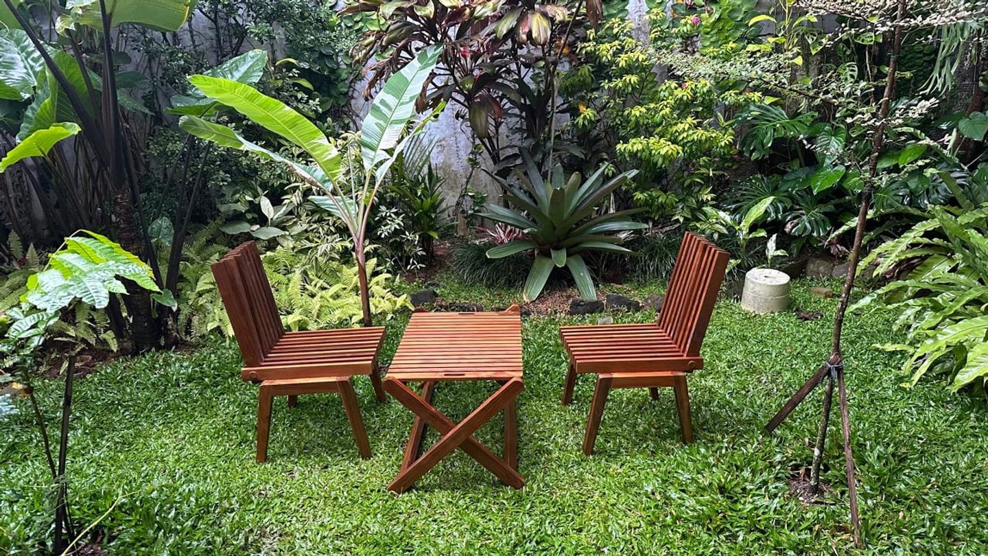 Customer photo review of Folding Outdoor Table & Chair Set | Solid Reclaimed Teak