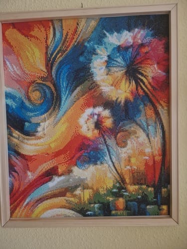 Customer photo review of Dandelion abstract and colorful | Diamond Painting Kit