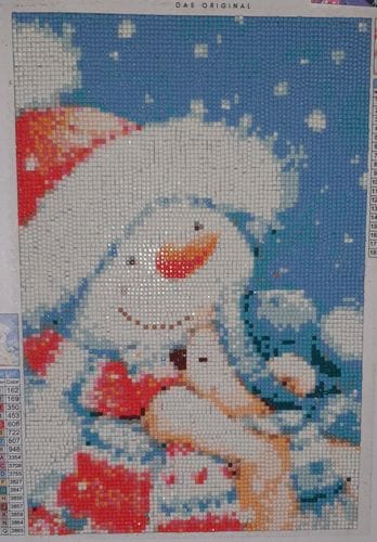 Customer photo review of Snowman and bear, friends | Diamond Painting Kit