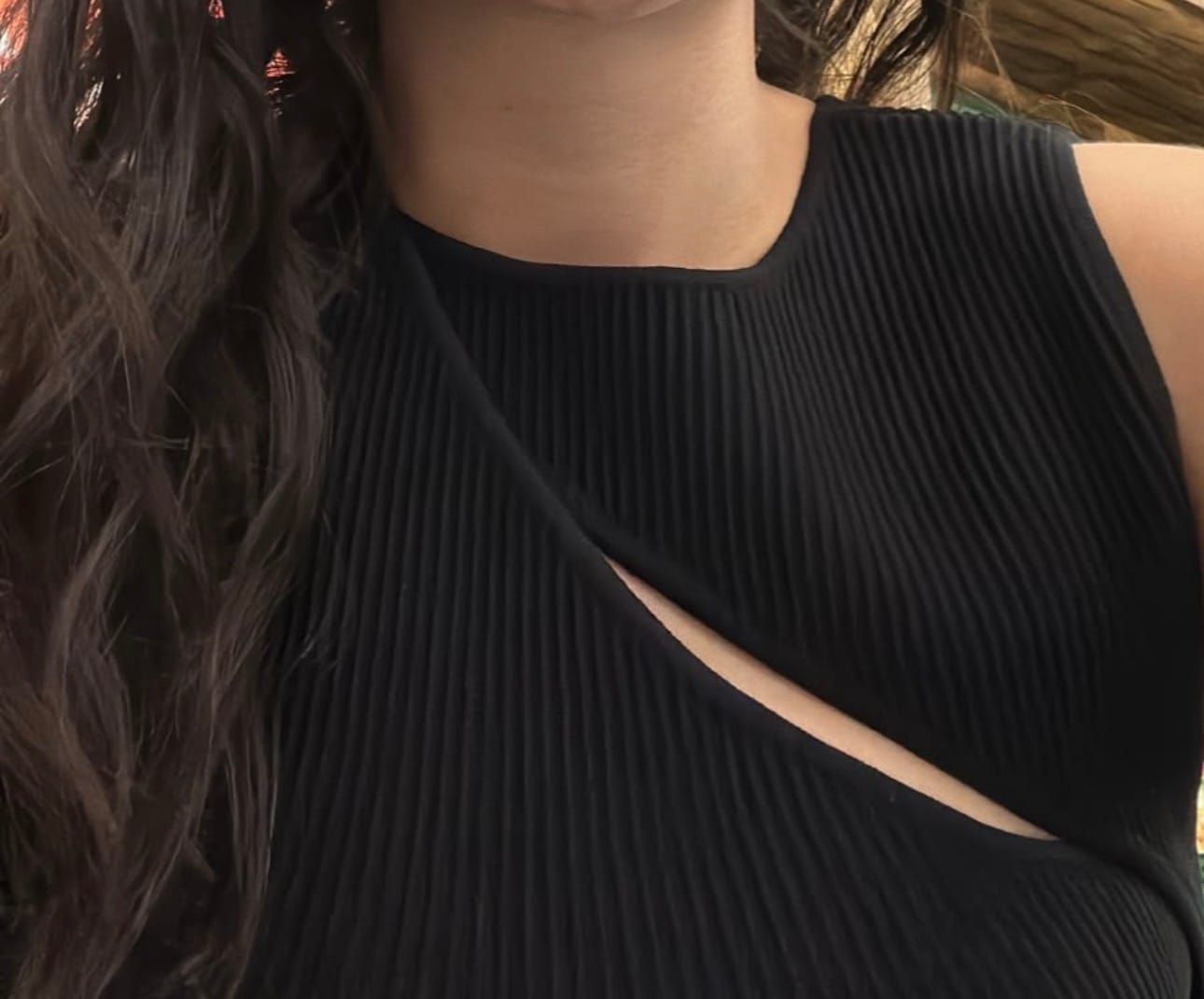 Customer photo review of Sculpt Knit Cut Out Top