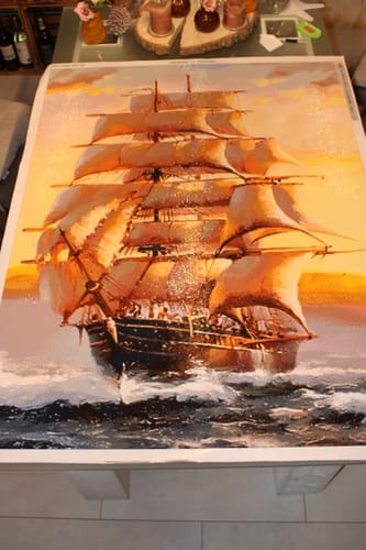 Customer photo review of Sailboat in the sunlight | Diamond Painting Kit