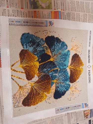 Customer photo review of Abstract Ginkgo and Monstera Bouquet | Diamond Painting Kit