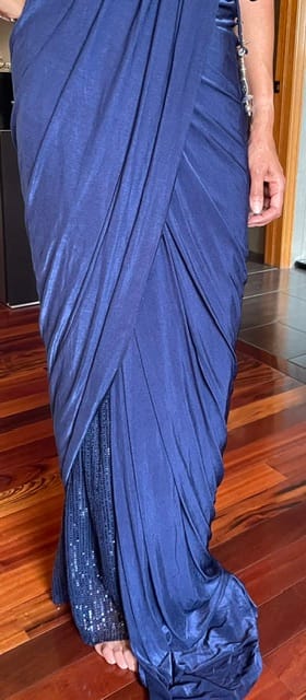 Customer photo review of Midnight Navy Sequin Draped Saree Set