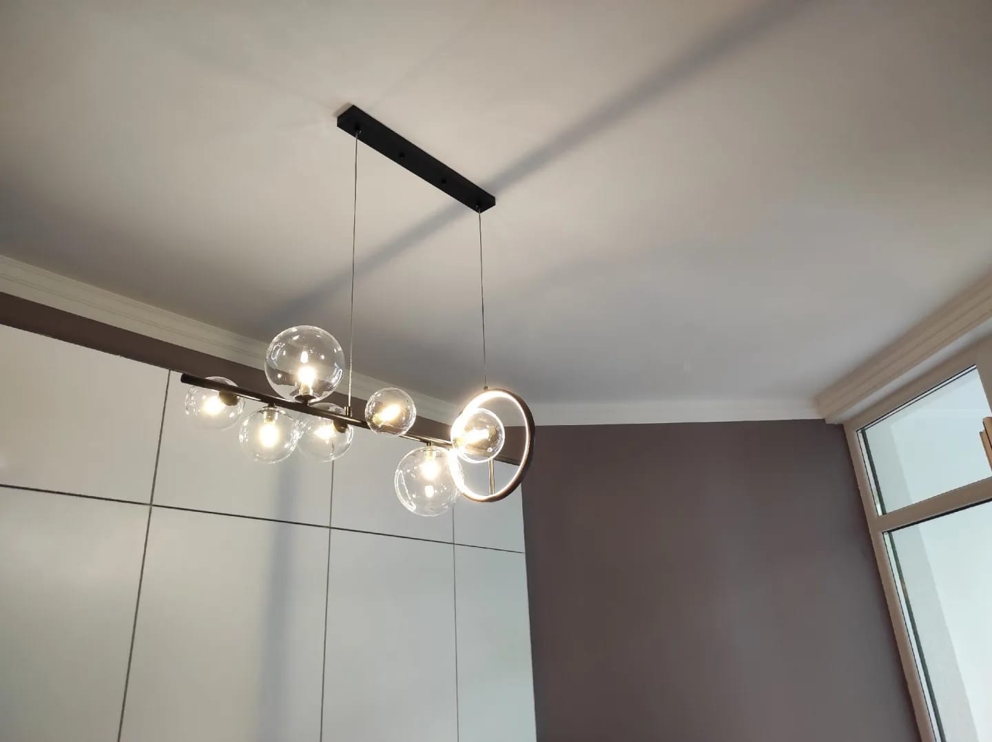 Customer photo review of Iron Chandelier for Staircase, Matte Black Frame, 90 cm