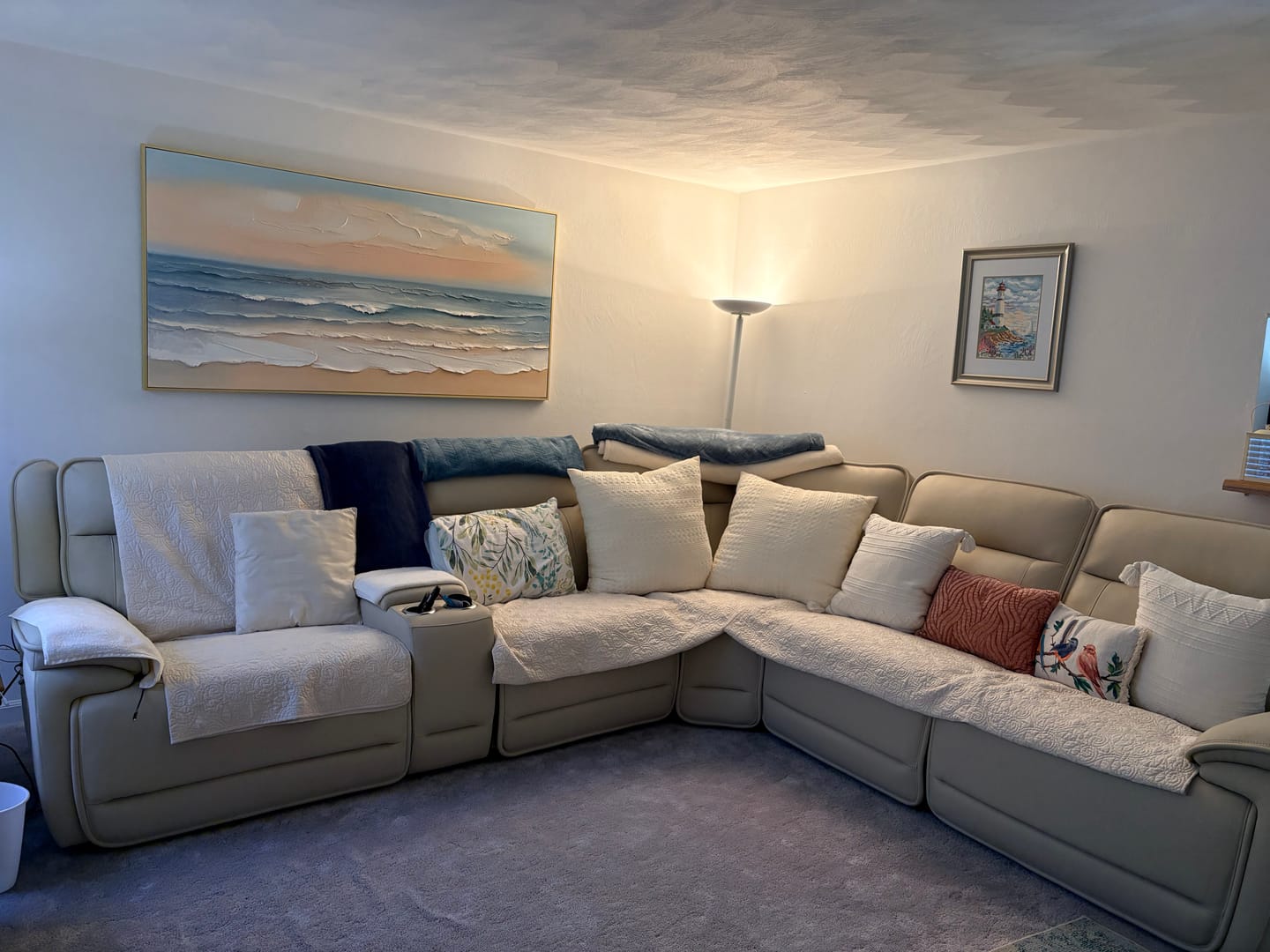 Customer photo review of Colorful Abstract Ocean and Sky Textured Canvas Art #OC008