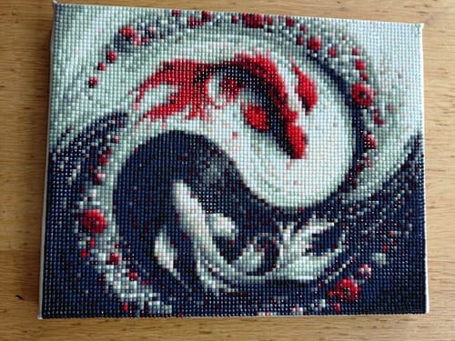 Customer photo review of Black and white fish | Diamond Painting Kit