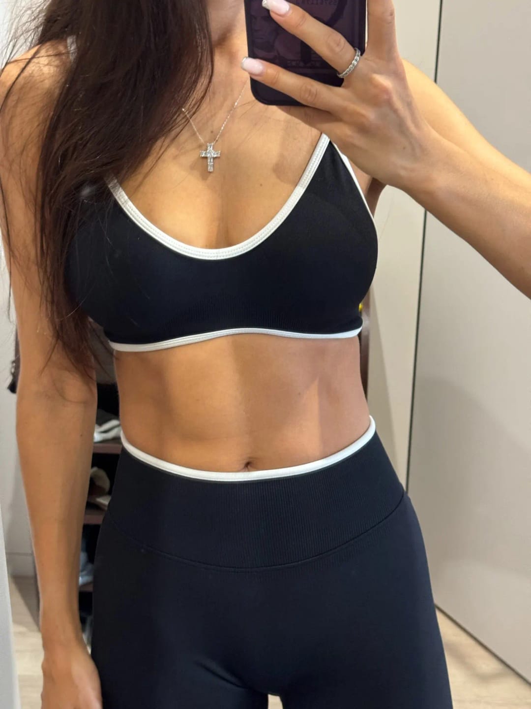 Customer photo review of Fitness Suit Strappy Contrast Pants Knit