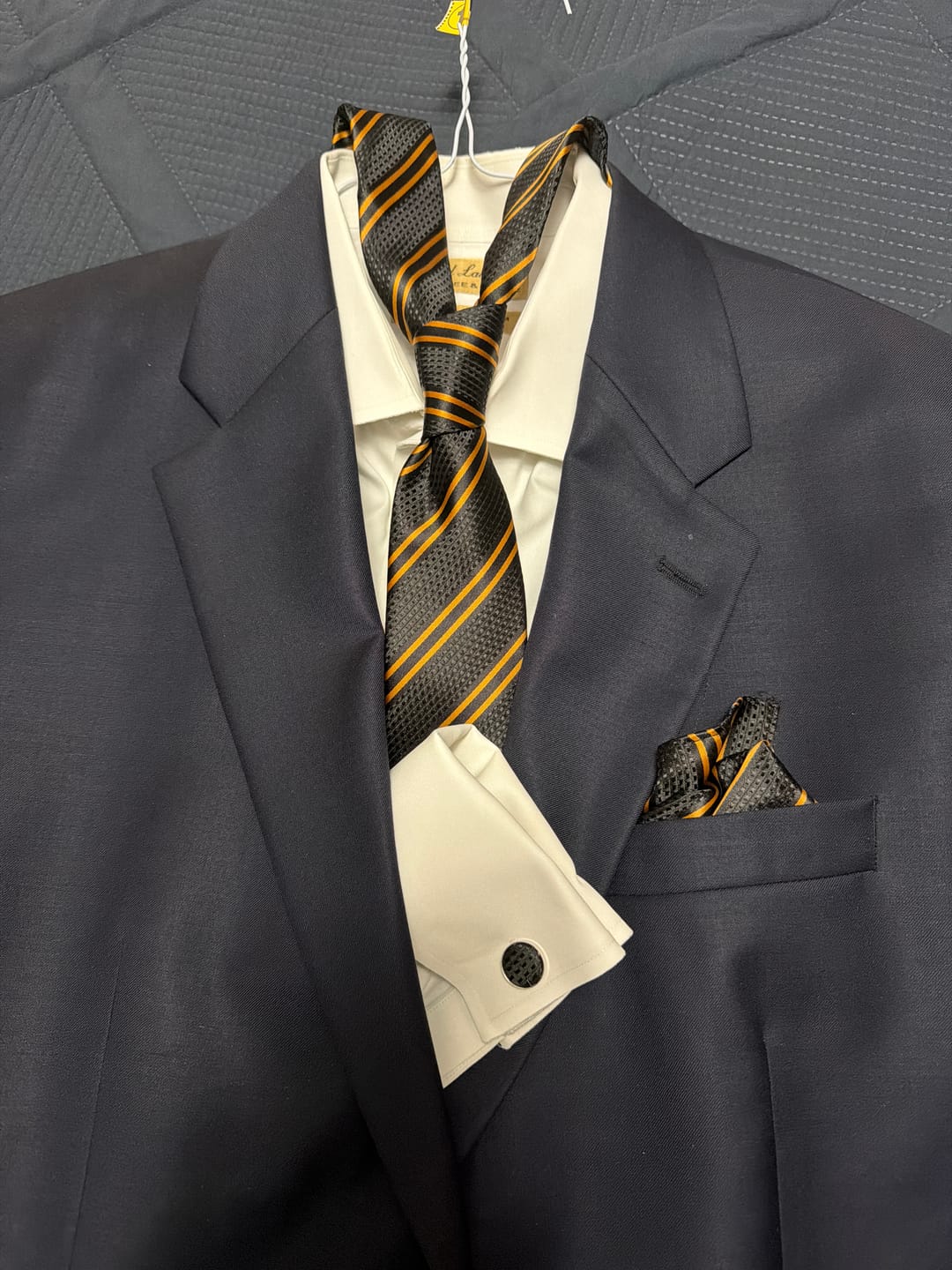 Customer photo review of Luxury Black Double Stripe Necktie