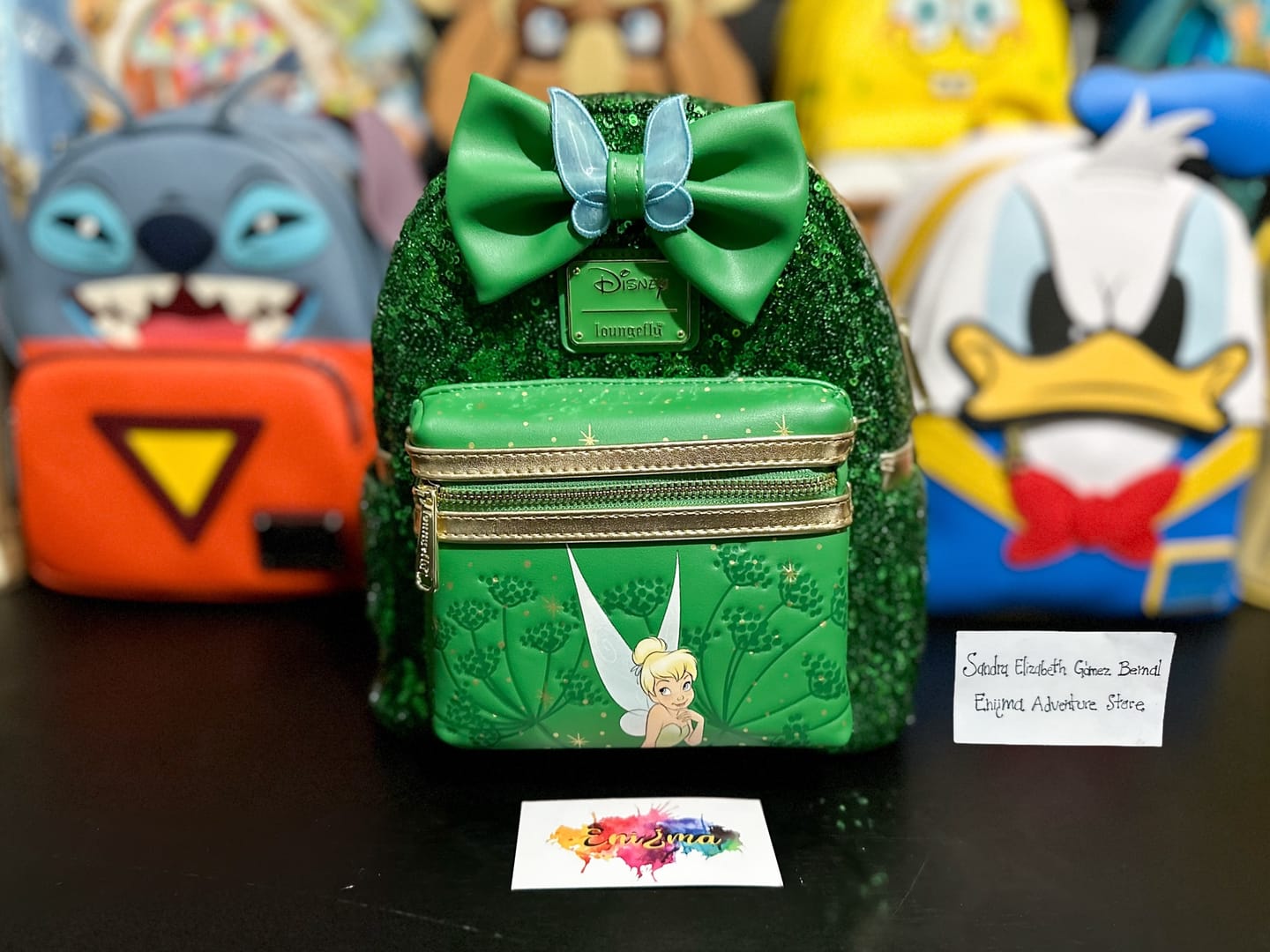 Customer photo review of Loungefly Disney Tinker Bell Emerald Green Sequin Mini Backpack | Exclusive