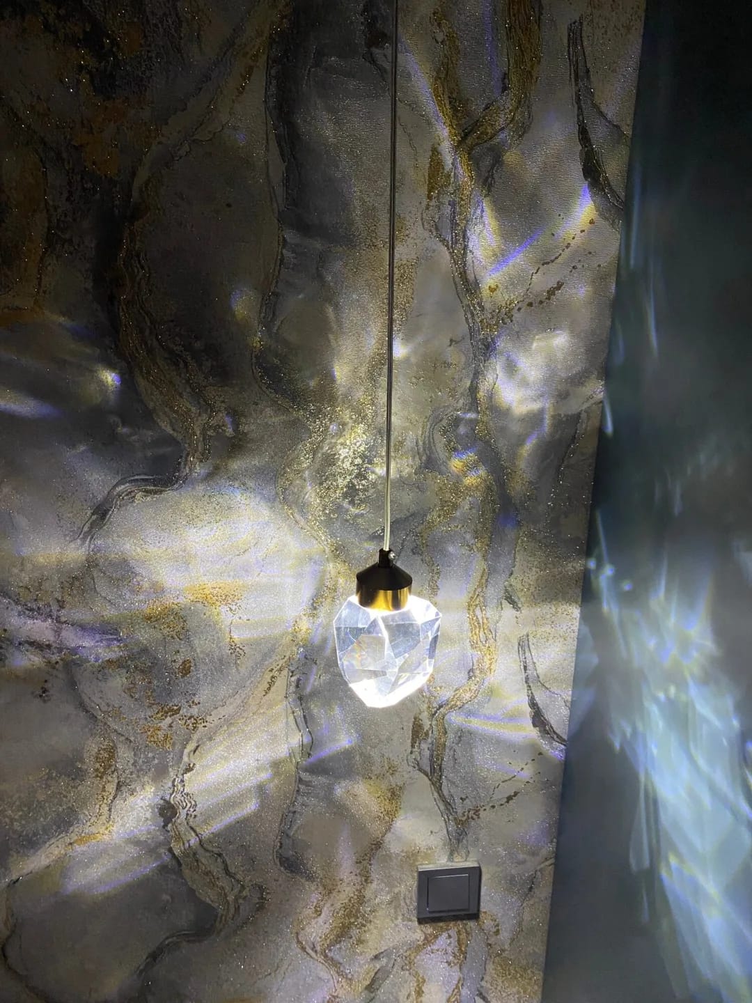 Customer photo review of Gold Crystal Drop Pendant Light for Kitchen Island, 15 cm